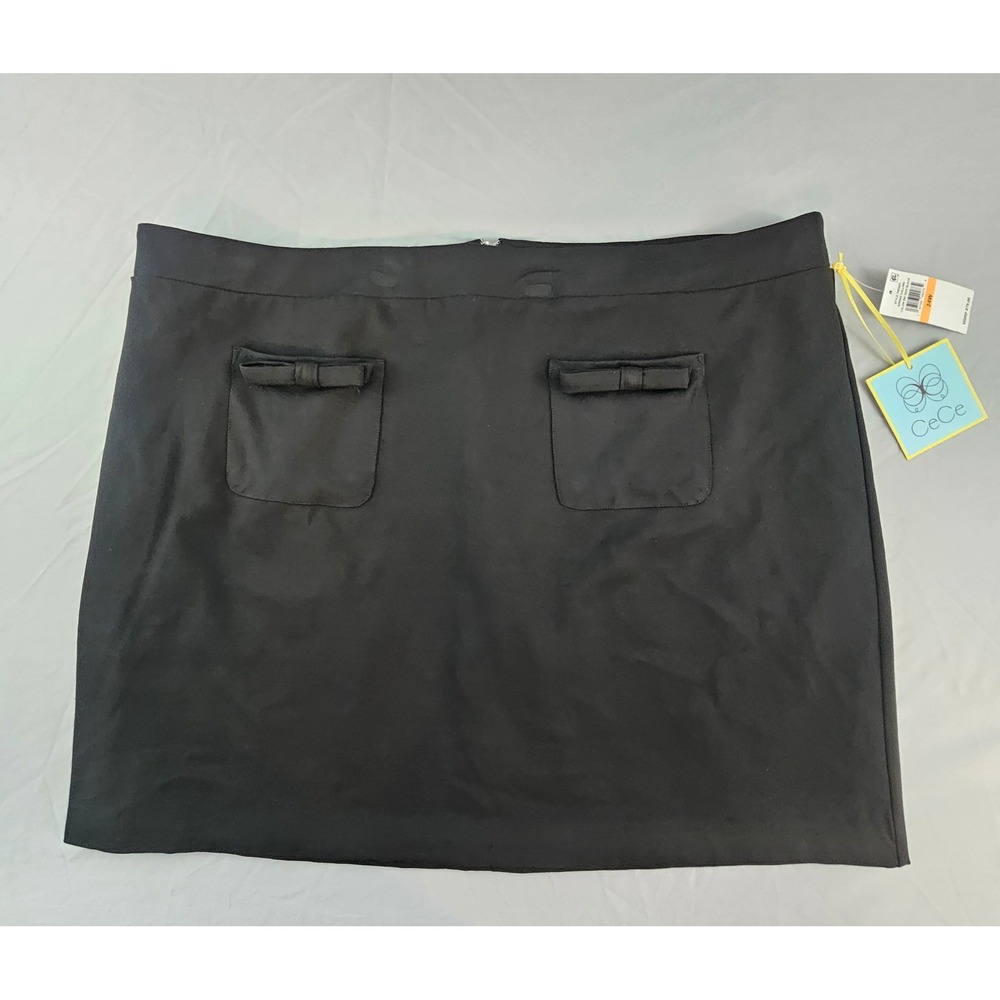 CeCe Spring Calling Black Bow Pocket Skirt Women's Plus Size 24W NWT L310